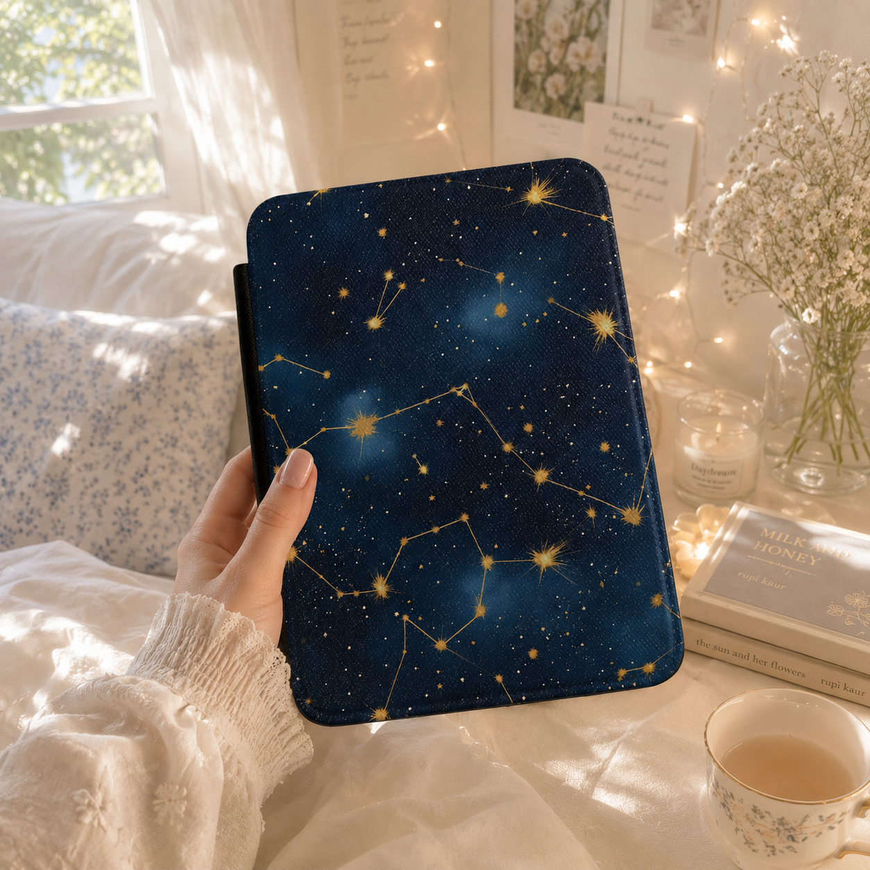 Close-up of celestial constellations Saffiano Kindle case