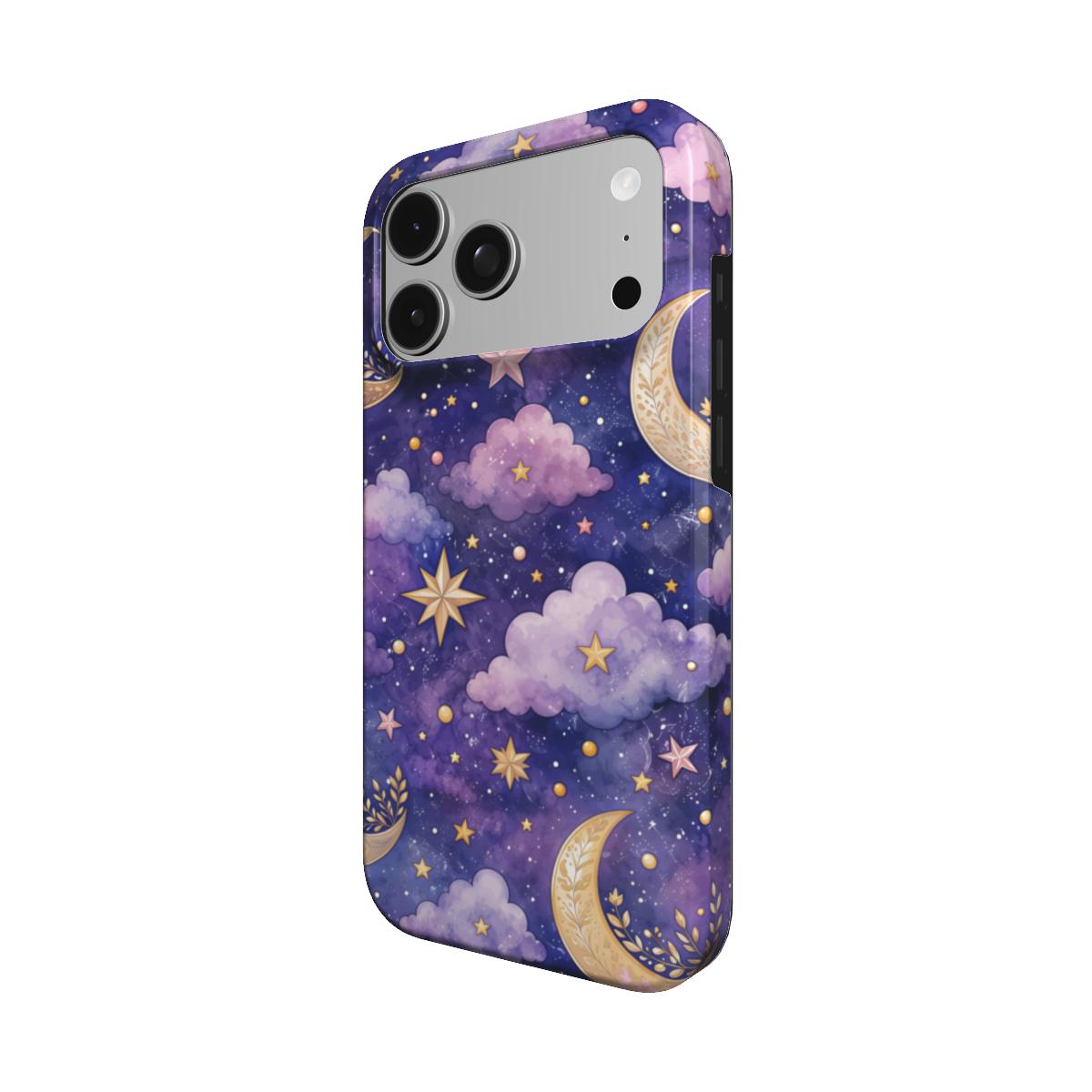 Celestial Moons phone case – MagSafe iPhone case, angled view