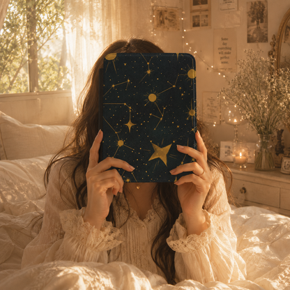 Close-up of celestial star chart Saffiano Kindle case