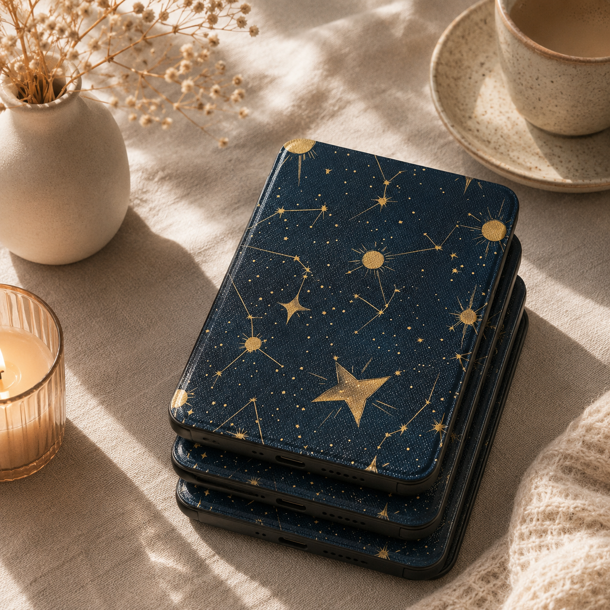 Celestial star chart Kindle case front cover — night-sky constellation print