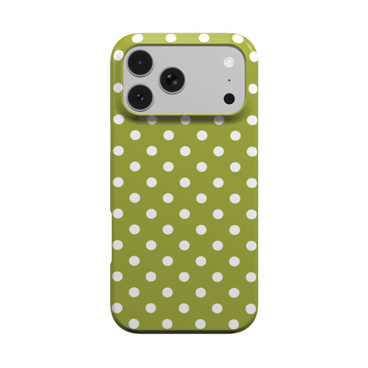 Chartreuse Polka Dot phone case – MagSafe iPhone case, front view