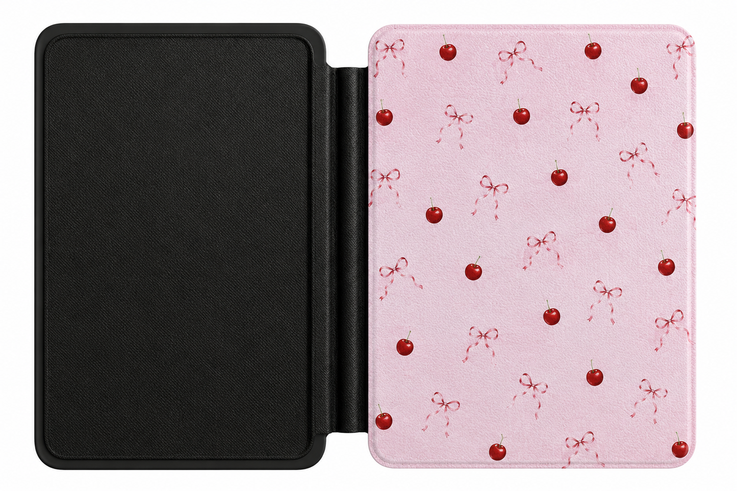 Cherries and Bows Kindle case front cover — cherries and bows print