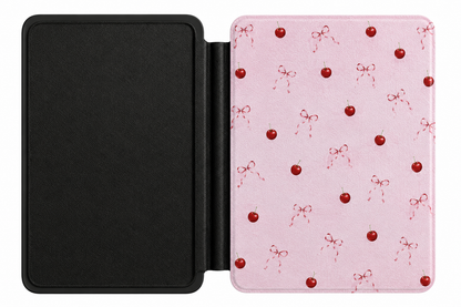 Cherries and Bows Kindle case front cover — cherries and bows print
