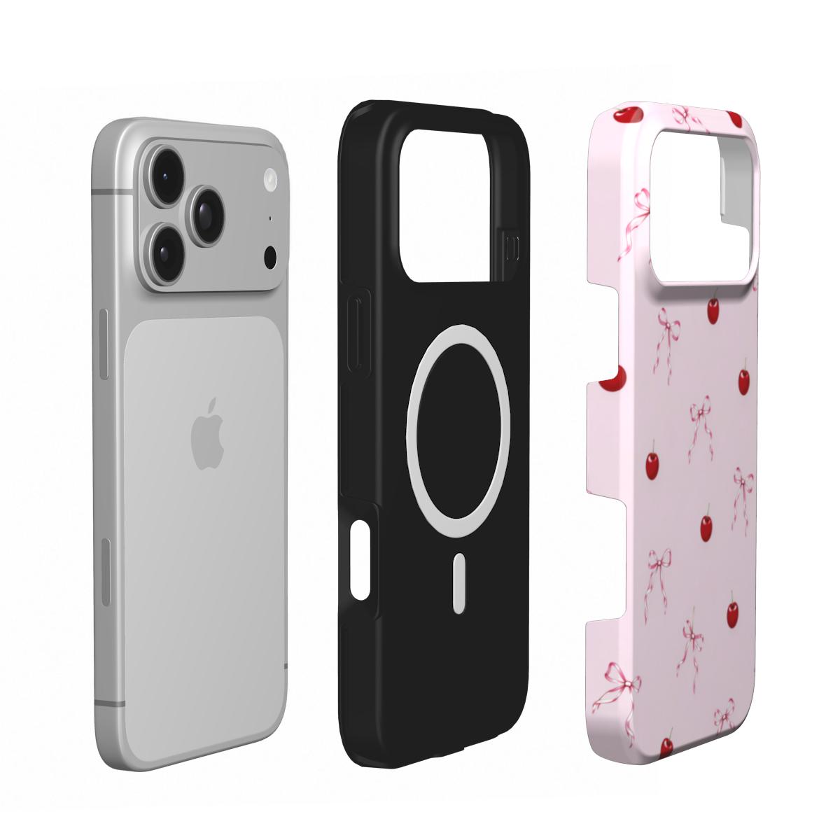 Cherries & Bows phone case – MagSafe iPhone case, layer view