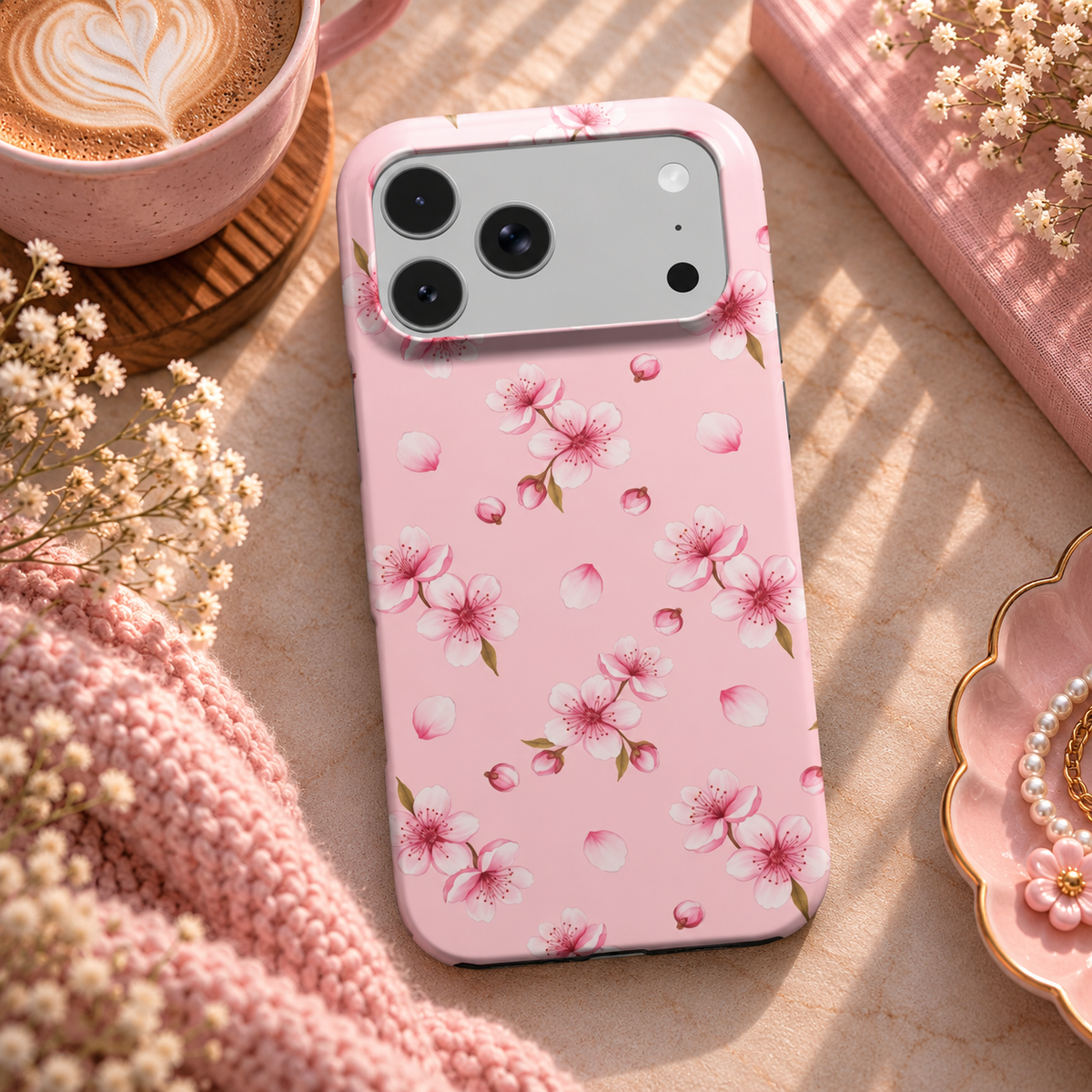 Cherry Blossom phone case – MagSafe iPhone case, lifestyle photo