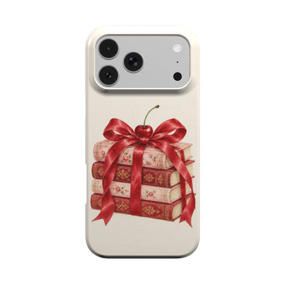 Cherry Bow Book Stack phone case – MagSafe iPhone case, front view