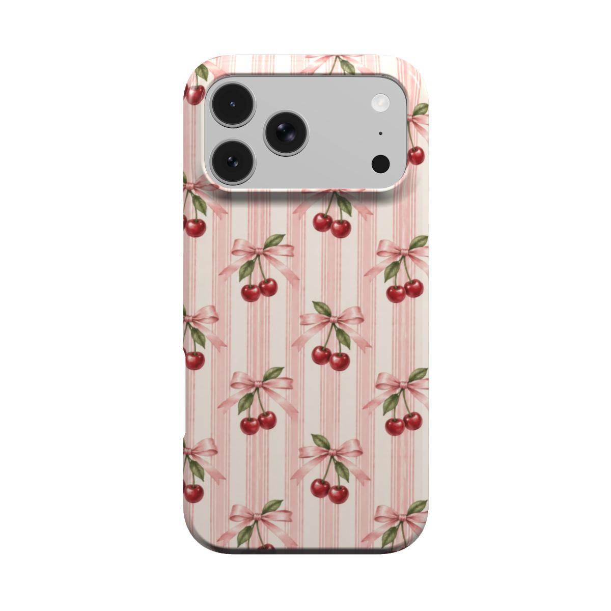 Cherry Bow Stripe phone case – MagSafe iPhone case, front view