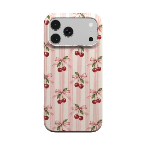 Cherry Bow Stripe phone case – MagSafe iPhone case, front view