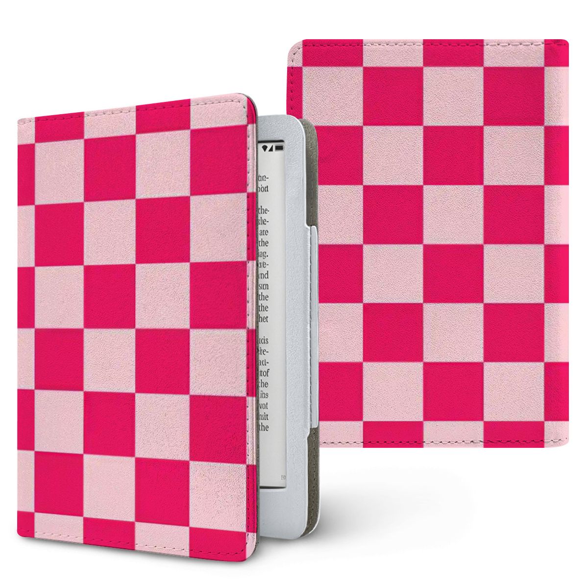 Cherry Checkerboard Kindle case, printed front and back, fits Kindle Paperwhite 6.8 and 7 inch and Colorsoft