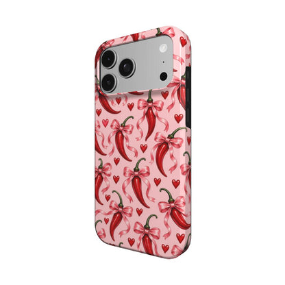 Chili Peppers & Bows phone case – MagSafe iPhone case, detail view
