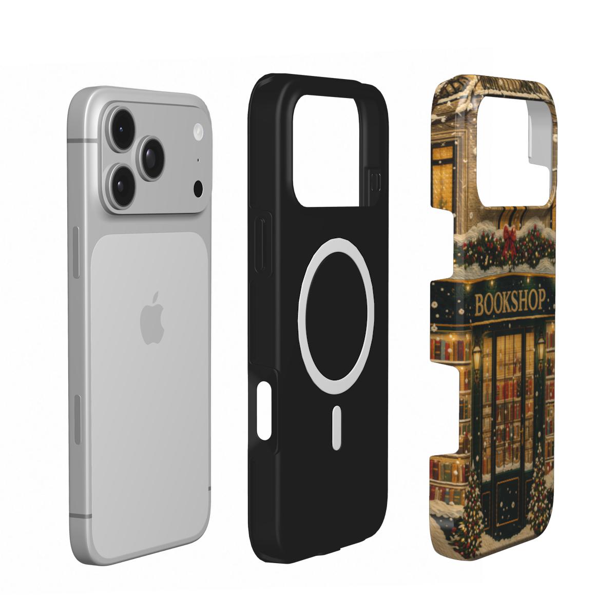 Christmas Bookshop phone case – MagSafe iPhone case, layer view