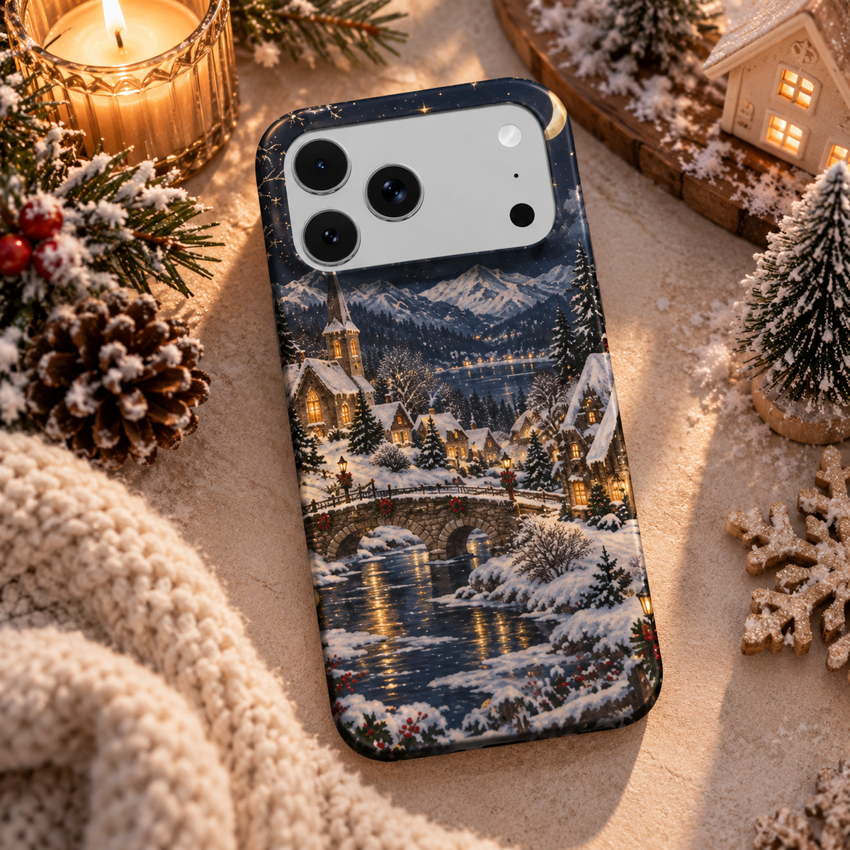 Christmas Village phone case – MagSafe iPhone case, lifestyle photo
