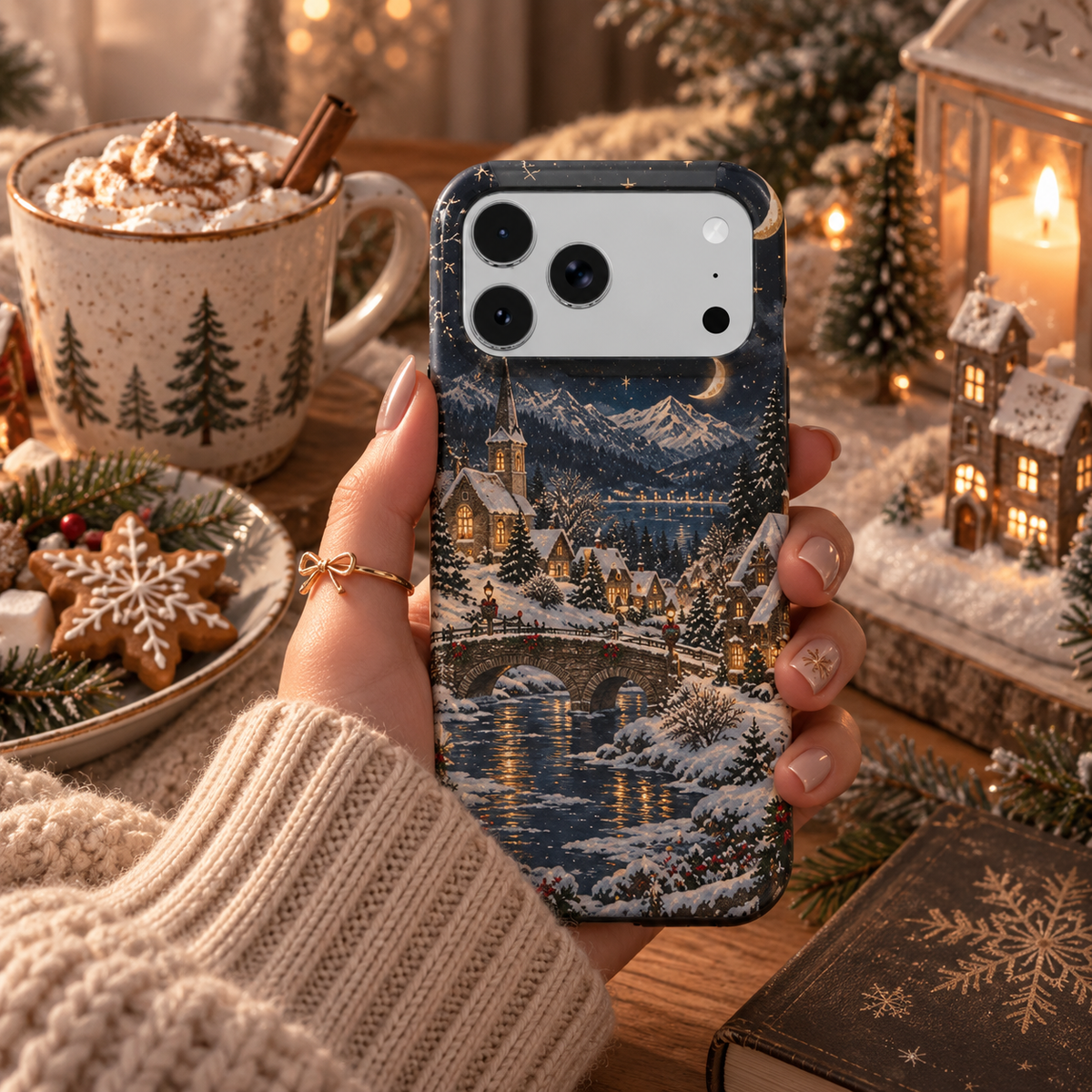 Christmas Village phone case – MagSafe iPhone case, styled photo