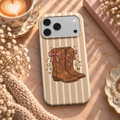 Coquette Cowboy Boots phone case – MagSafe iPhone case, lifestyle photo