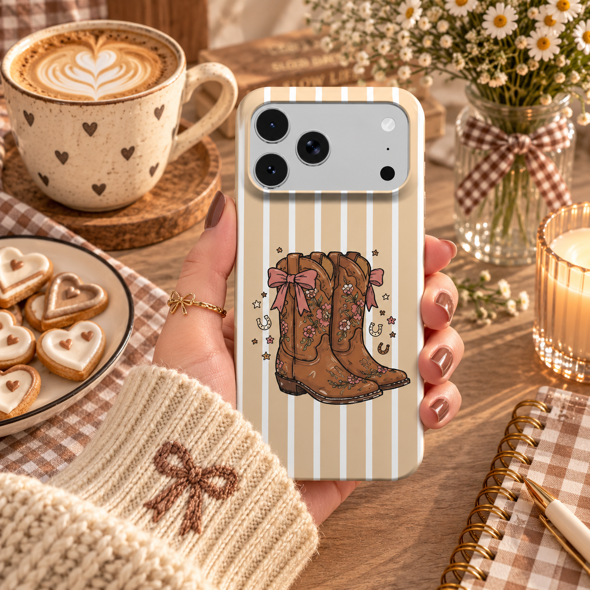Coquette Cowboy Boots phone case – MagSafe iPhone case, styled photo