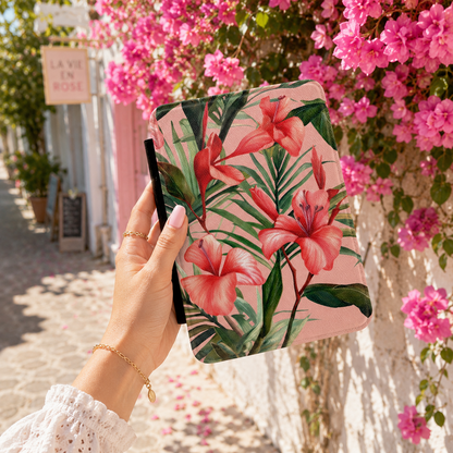 Coral hibiscus Kindle case — additional view