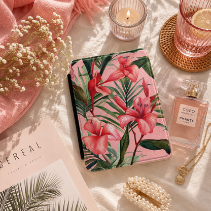 Coral hibiscus Kindle case — additional view