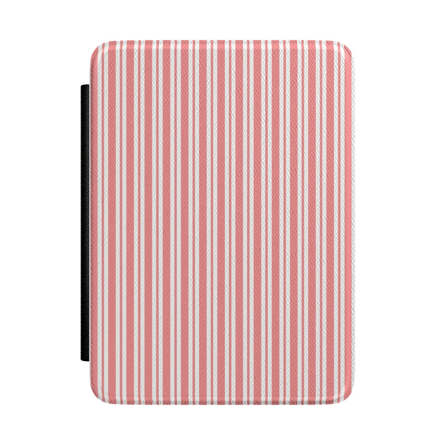Coral red and white ticking stripe Kindle Paperwhite case front cover — Atelier retro gift