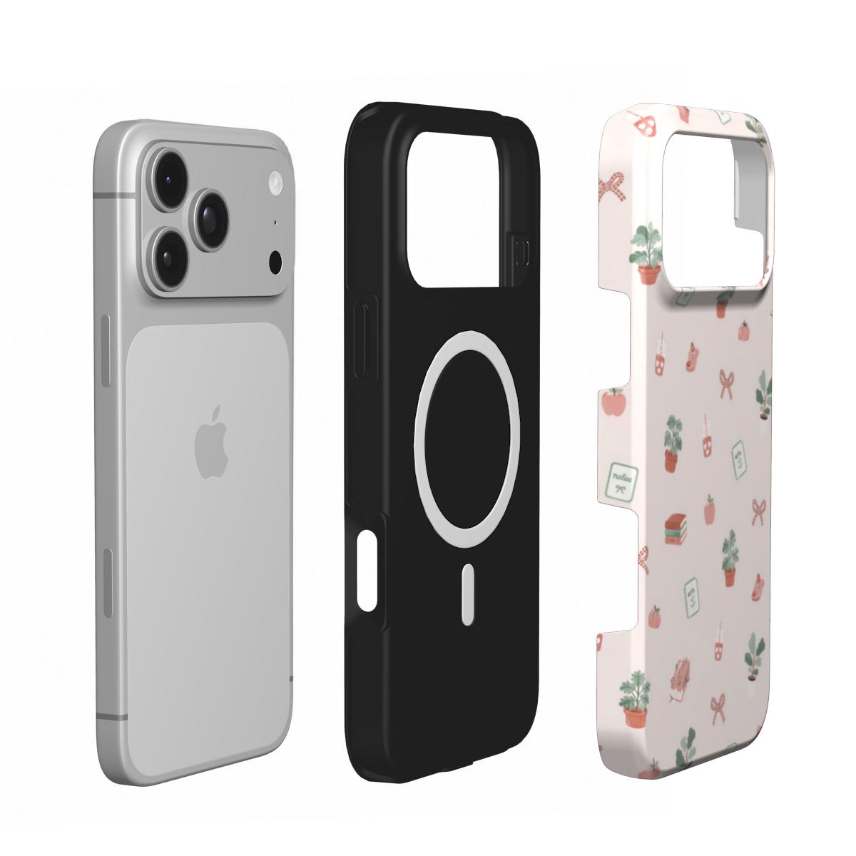 Cottage Bookish Doodle phone case – MagSafe iPhone case, layer view