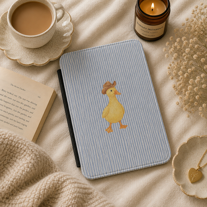 Cowboy Duck Kindle case front cover — cowboy duck print