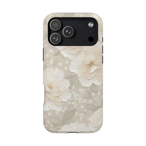 Cream Peony Phone Case — MagSafe Compatible