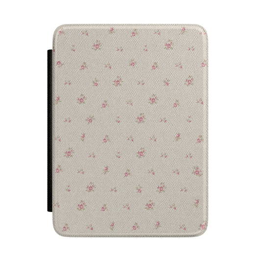 Cream Pressed Wildflower Kindle Case - front view