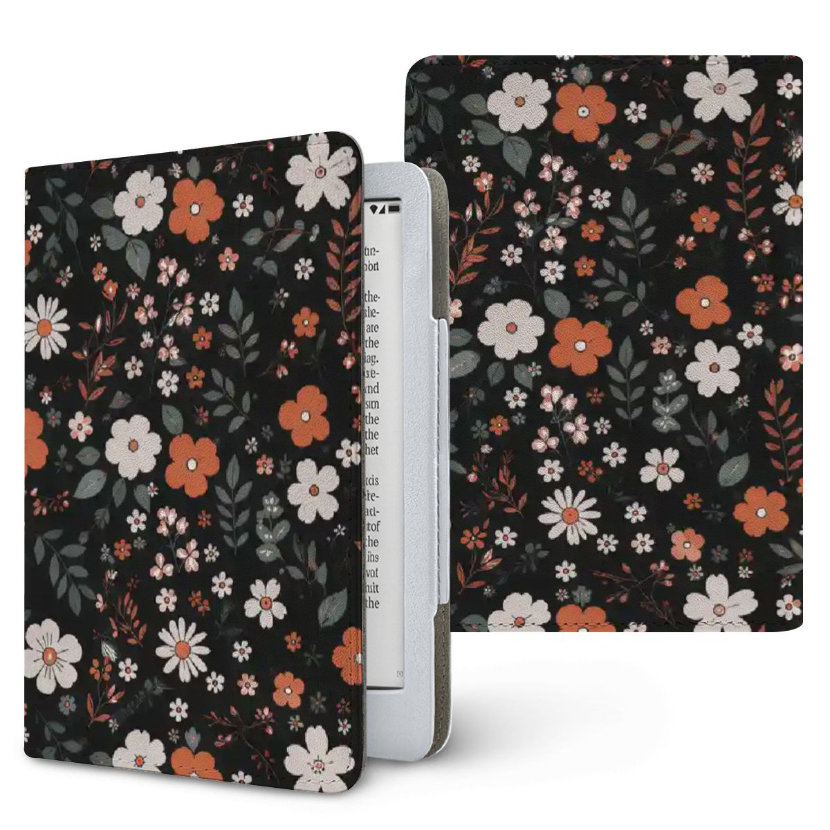 Dark Ditsy Floral Kindle case, printed front and back, fits Kindle Paperwhite 6.8 and 7 inch and Colorsoft