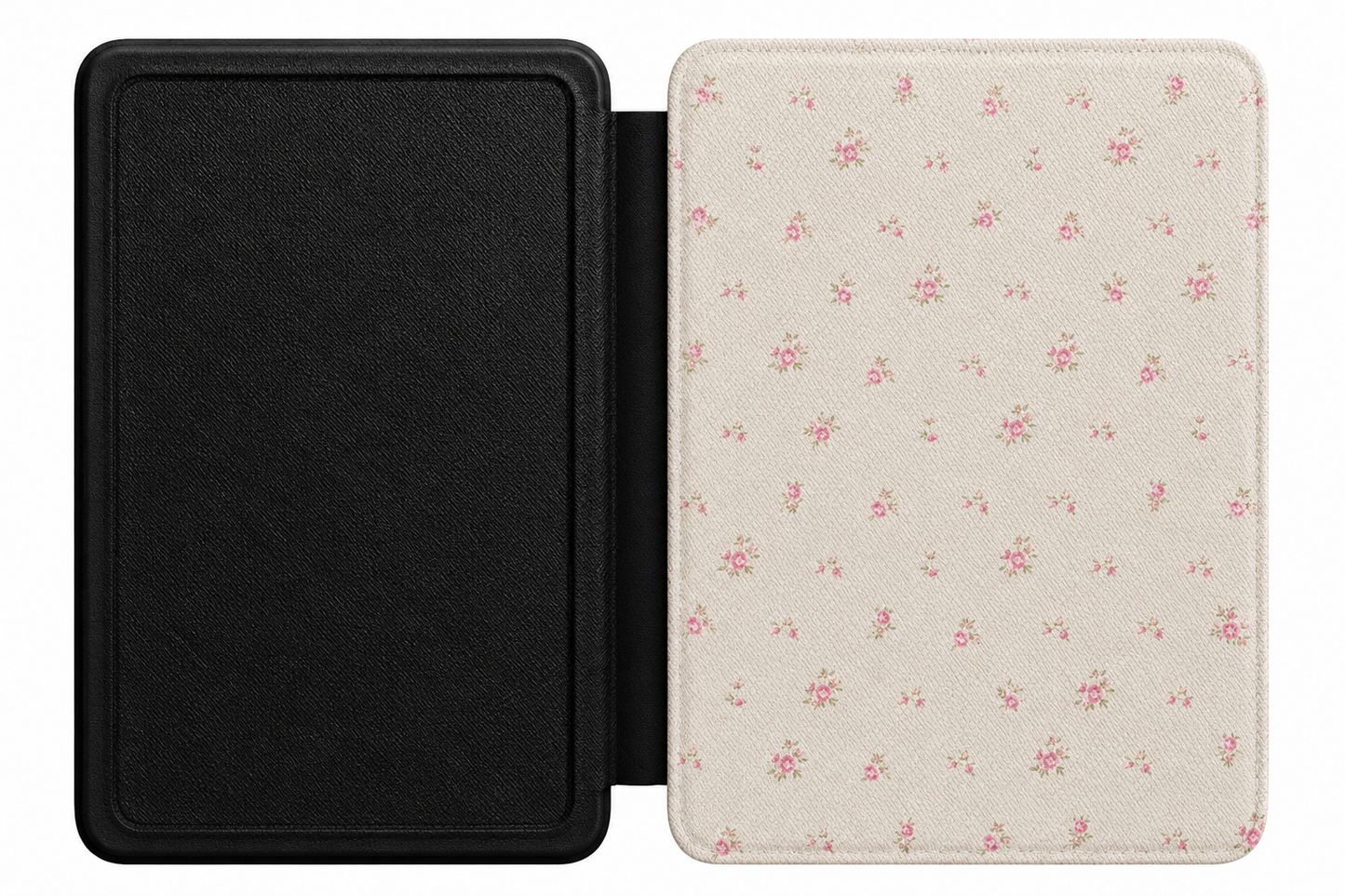 Ditsy Rose Kindle case shown at an angle