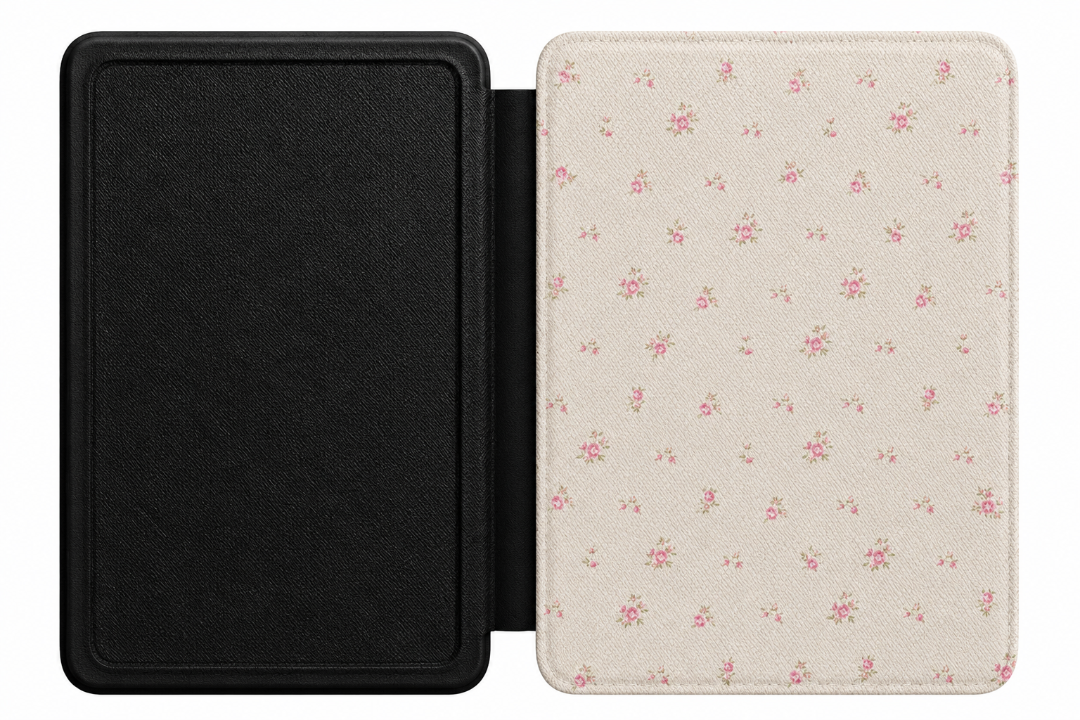 Ditsy Rose Kindle case shown at an angle