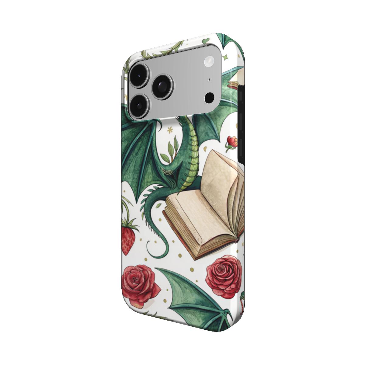Dragons & Books phone case – MagSafe iPhone case, angled view