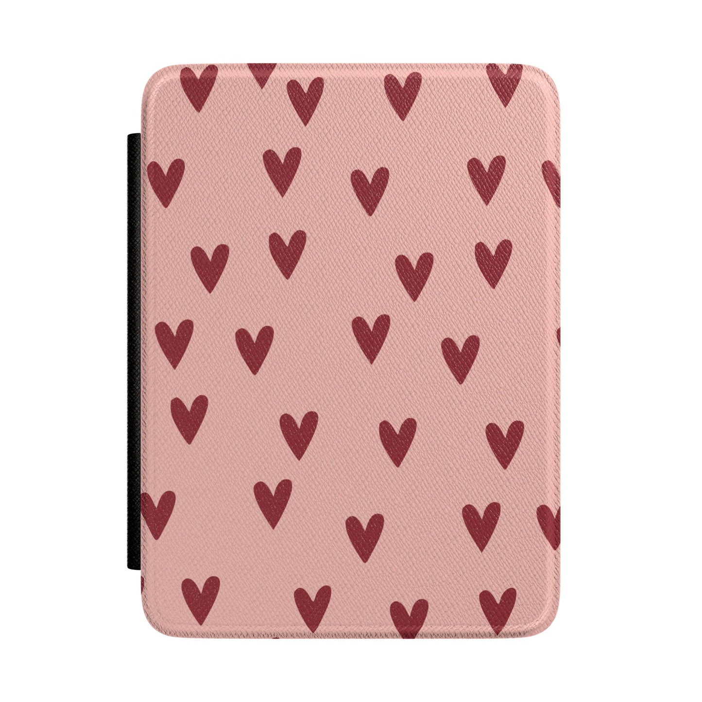 Dusty rose hand-drawn hearts Kindle Paperwhite case front cover — Coquette Reader gift for her