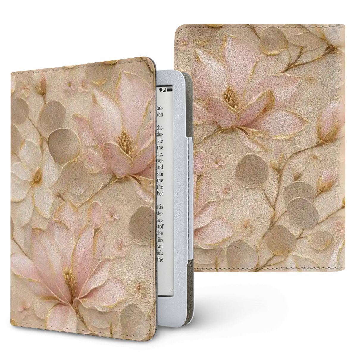 Gilded Magnolia Kindle case, printed front and back, fits Kindle Paperwhite 6.8 and 7 inch and Colorsoft