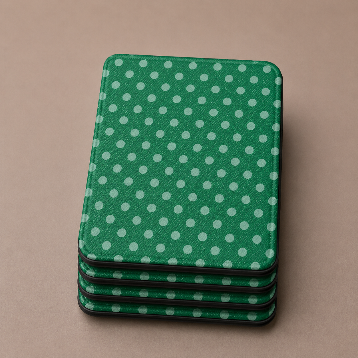 Deep emerald green sage polka dot Kindle Paperwhite case — Quiet Bookish gift for readers