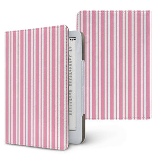 Pink Candy Stripe Kindle case, printed front and back, fits Kindle Paperwhite 6.8 and 7 inch and Colorsoft