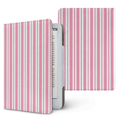 Pink Candy Stripe Kindle case, printed front and back, fits Kindle Paperwhite 6.8 and 7 inch and Colorsoft
