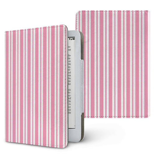 Pink Candy Stripe Kindle case, printed front and back, fits Kindle Paperwhite 6.8 and 7 inch and Colorsoft