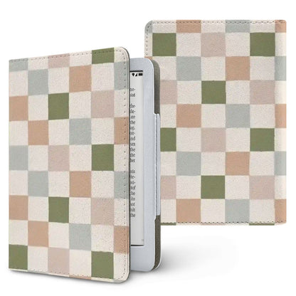 Muted Checkerboard Kindle case, printed front and back, fits Kindle Paperwhite 6.8 and 7 inch and Colorsoft