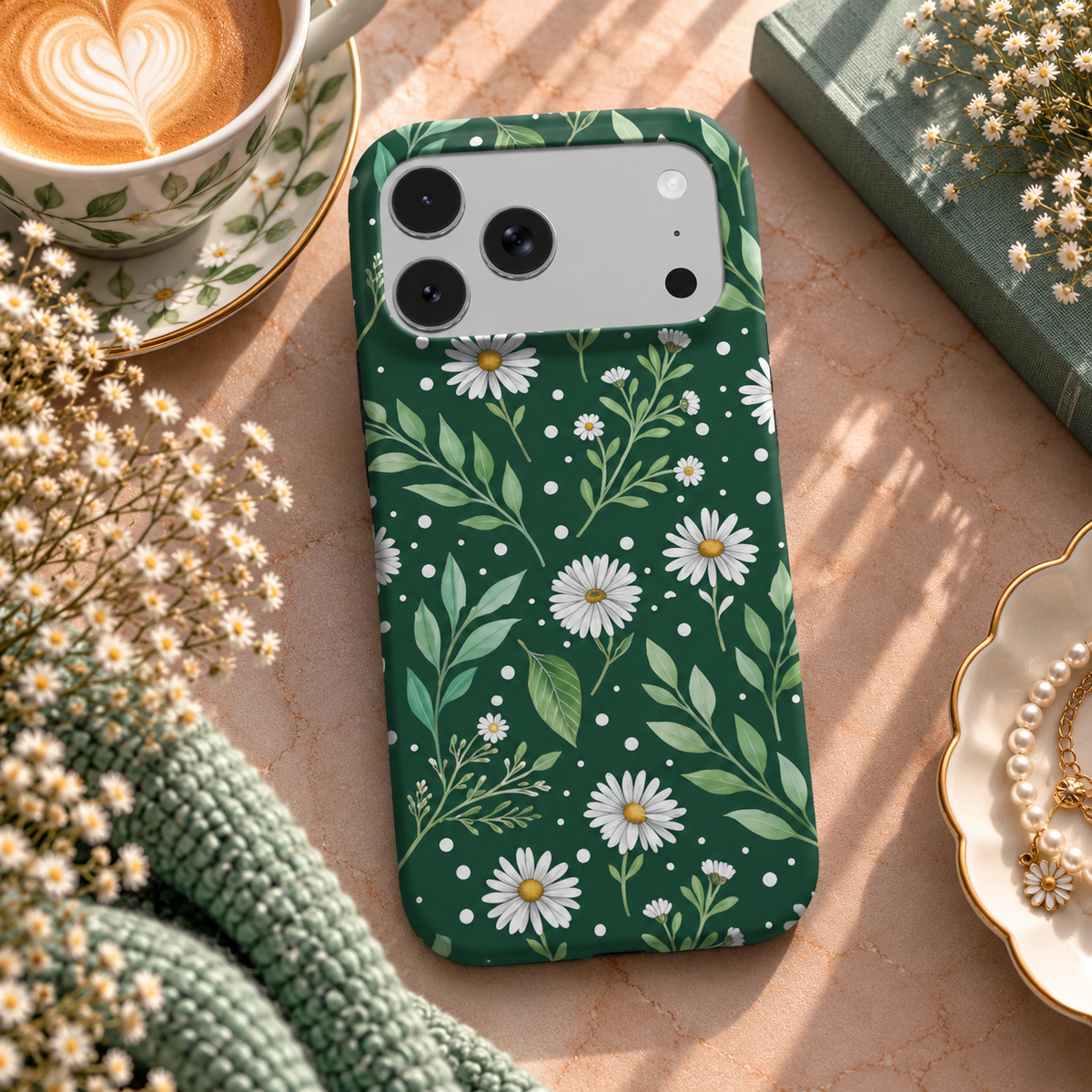Forest Daisy phone case – MagSafe iPhone case, lifestyle photo