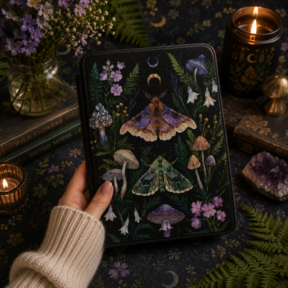 Close-up of Forest Witch Moth Saffiano Kindle case