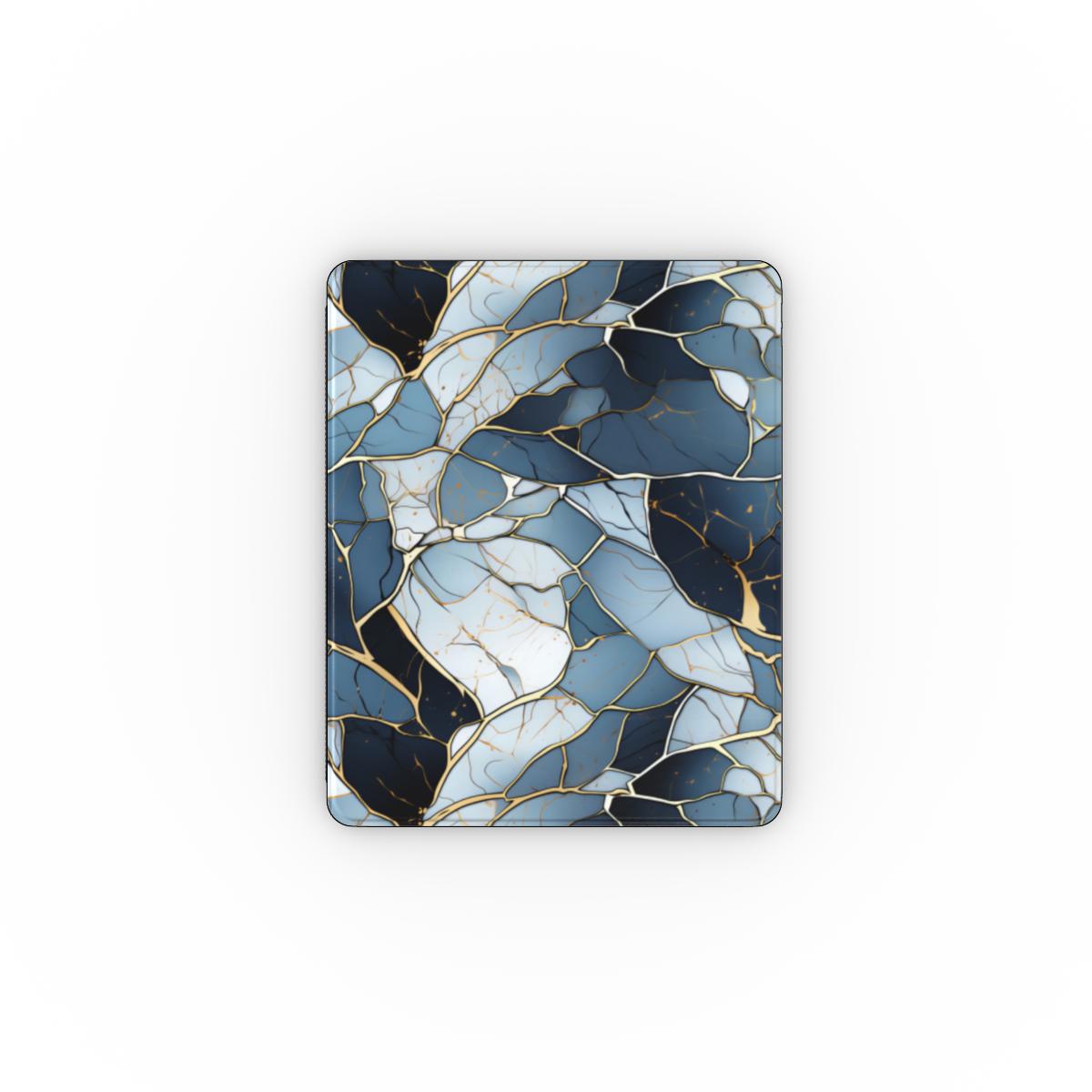 Fractured stone iPad case open, showing the stand fold and interior