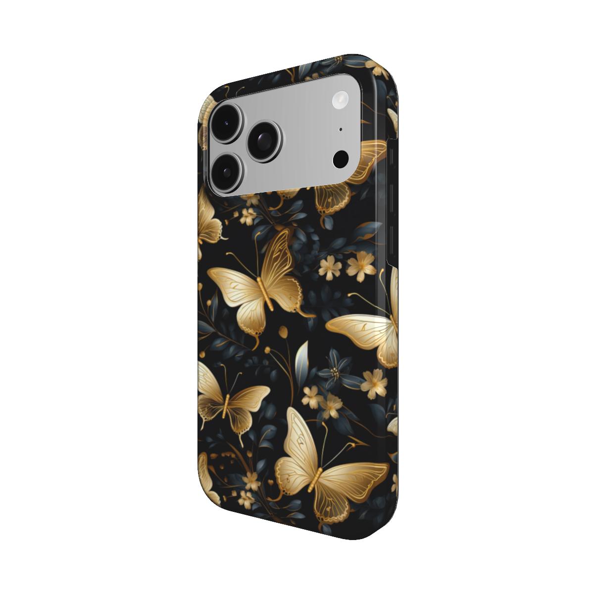 Gilded Butterfly Garden phone case – MagSafe iPhone case, detail view