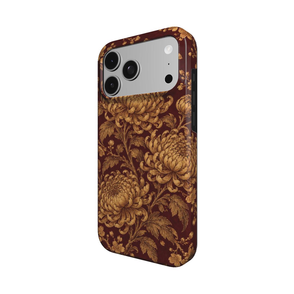 Gilded Chrysanthemum phone case – MagSafe iPhone case, detail view