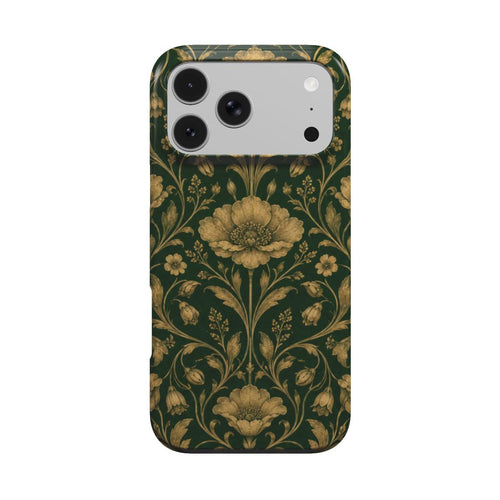 Gilded Emerald Damask phone case – MagSafe iPhone case, front view