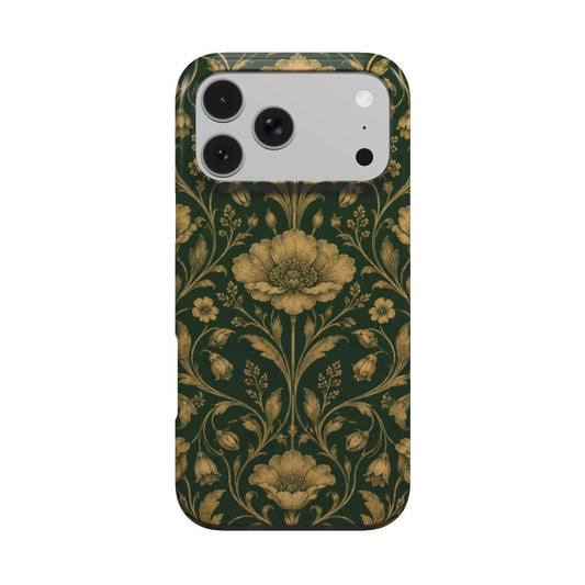 Gilded Emerald Damask phone case – MagSafe iPhone case, front view