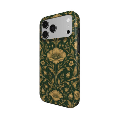 Gilded Emerald Damask phone case – MagSafe iPhone case, detail view