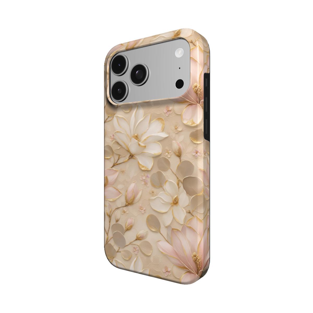 Gilded Magnolia phone case – MagSafe iPhone case, detail view