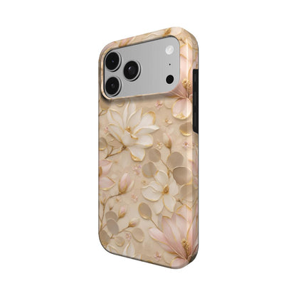 Gilded Magnolia phone case – MagSafe iPhone case, detail view