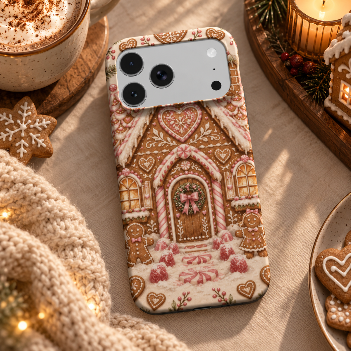 Gingerbread House phone case – MagSafe iPhone case, lifestyle photo