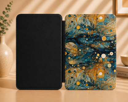 Gold blue mosaic Kindle case — additional view