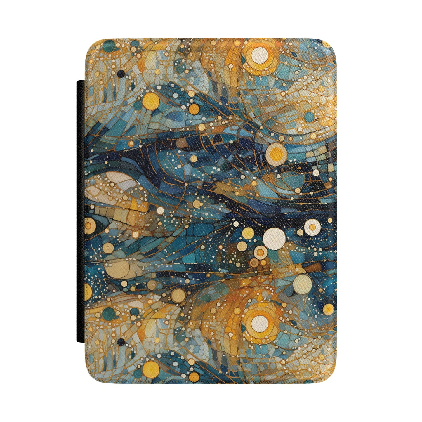 Blue and gold mosaic Kindle Paperwhite case with tessellated shards front cover — Atelier Byzantine abstract gift